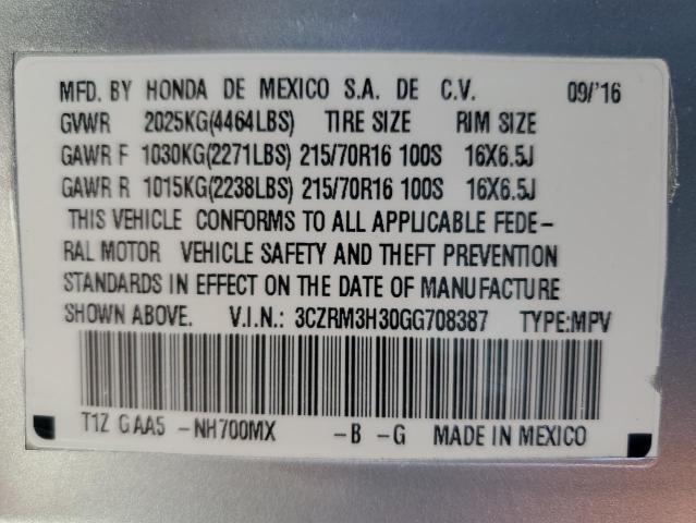 3CZRM3H30GG708387 - 2016 HONDA CR-V LX SILVER photo 13