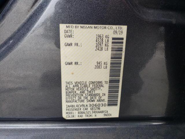 1N4BL4CV9LN306030 - 2020 NISSAN ALTIMA SR CHARCOAL photo 12