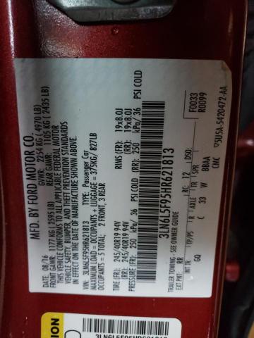 3LN6L5F95HR621813 - 2017 LINCOLN MKZ RESERVE წითელი ფოტო 12