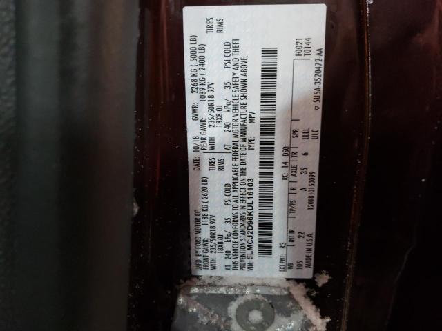 5LMCJ2D96KUL16103 - 2019 LINCOLN MKC SELECT Kastanienbraun Foto 12