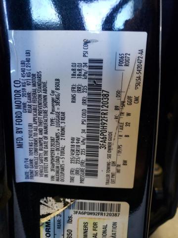 3FA6P0H92FR120387 - 2015 FORD FUSION SE BLACK photo 12