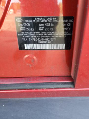 5NPEG4JA0MH070591 - 2021 HYUNDAI SONATA SE RED photo 12