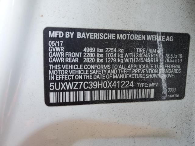 5UXWZ7C39H0X41224 - 2017 BMW X3 SDRIVE28I WHITE photo 13