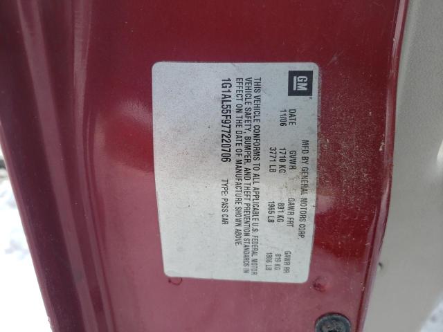 1G1AL55F977220706 - 2007 CHEVROLET COBALT LT RED photo 12