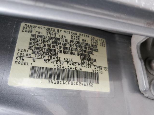 3N1BC1CP0CK246352 - 2012 NISSAN VERSA S GRAY photo 13