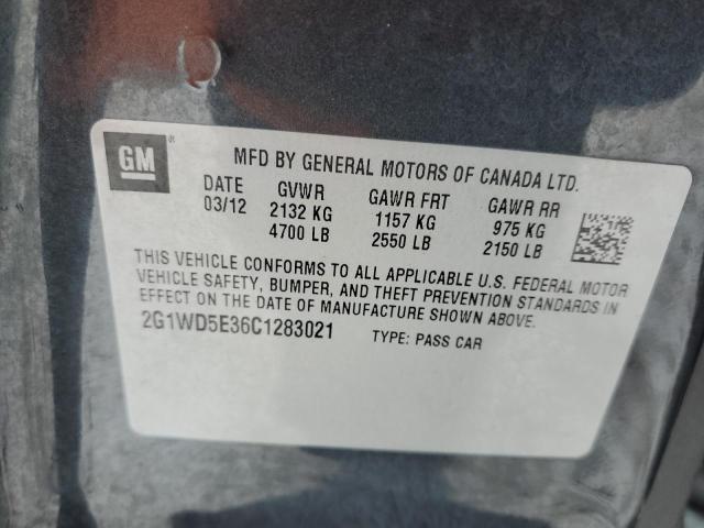 2G1WD5E36C1283021 - 2012 CHEVROLET IMPALA POLICE GRAY photo 12