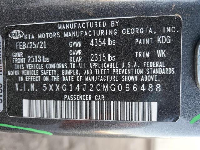 5XXG14J20MG066488 - 2021 KIA K5 LXS GRAY photo 13