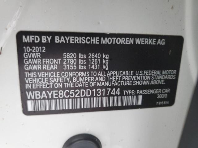WBAYE8C52DD131744 - 2013 BMW 750 LI WHITE photo 12