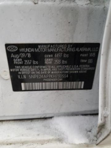 5NPE24AF9KH730554 - 2019 HYUNDAI SONATA SE WHITE photo 12