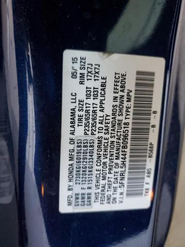 5FNRL5H44FB096518 - 2015 HONDA ODYSSEY EX BLUE photo 14