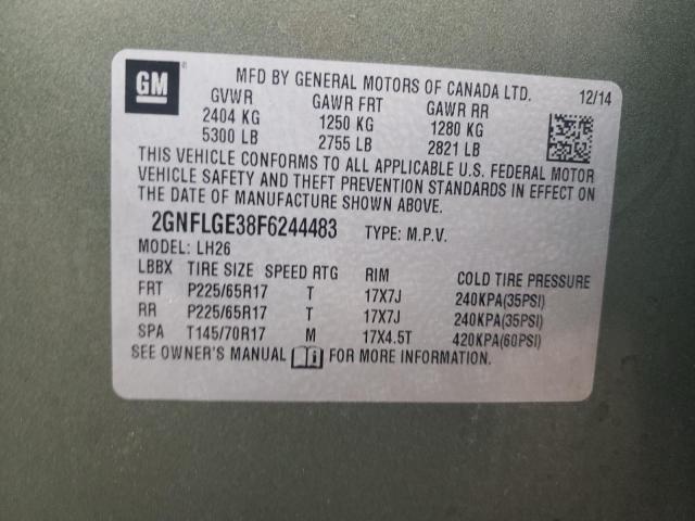 2GNFLGE38F6244483 - 2015 CHEVROLET EQUINOX LT GREEN photo 13