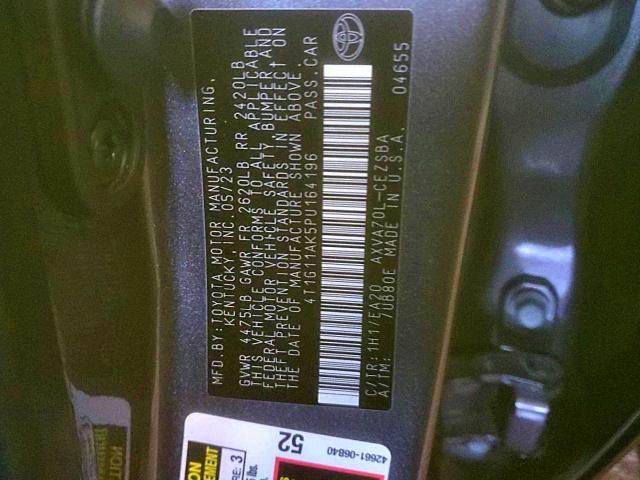 4T1G11AK5PU164196 - 2023 TOYOTA CAMRY SE NIGHT SHADE GRAY photo 12