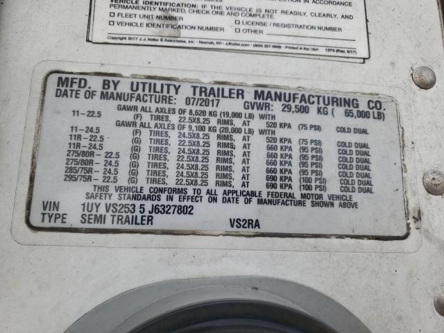 1UYVS2535J6327802 - 2018 UTILITY SEMI TRLR WHITE photo 10