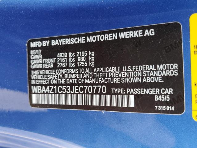 WBA4Z1C53JEC70770 - 2018 BMW 430I BLUE photo 13