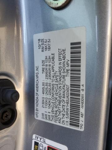 5J6RW1H83JA004507 - 2018 HONDA CR-V EXL SILVER photo 13