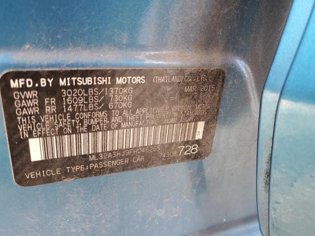 ML32A3HJ9FH046265 - 2015 MITSUBISHI MIRAGE DE BLUE photo 12