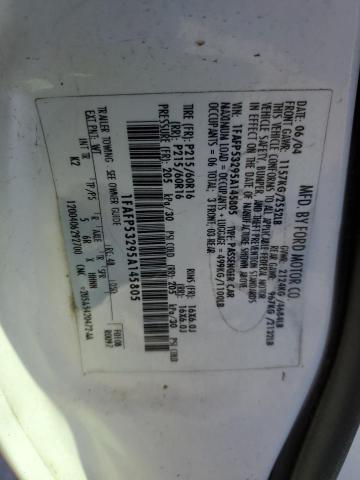 1FAFP53295A145805 - 2005 FORD TAURUS SE WHITE photo 12