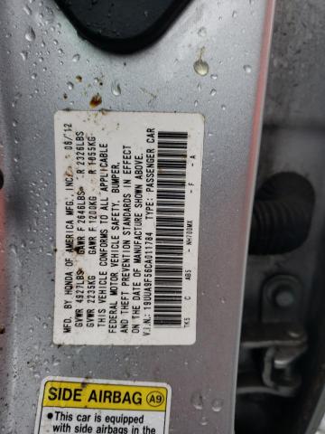 19UUA9F56CA011784 - 2012 ACURA TL SILVER photo 12