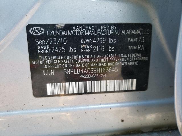 5NPEB4AC6BH163645 - 2011 HYUNDAI SONATA GLS BLUE photo 12