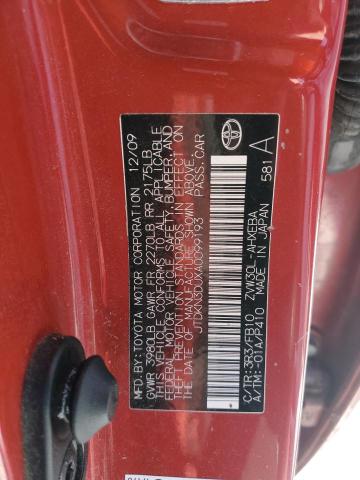 JTDKN3DUXA0099193 - 2010 TOYOTA PRIUS RED photo 13