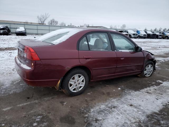 2HGES16573H605868 - 2003 HONDA CIVIC LX MAROON photo 3