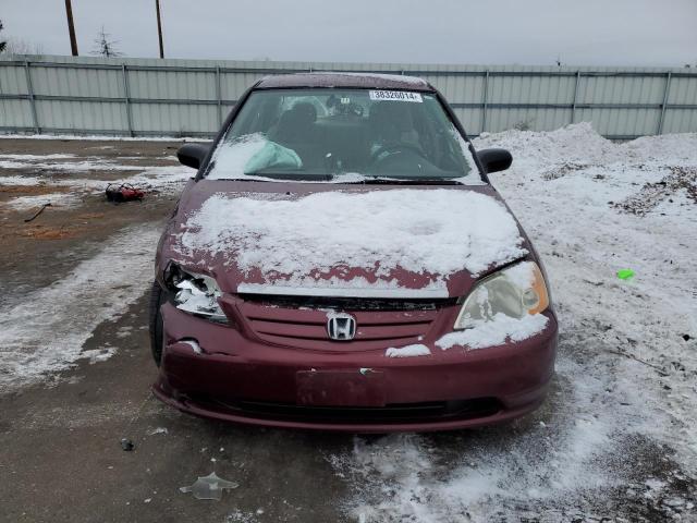 2HGES16573H605868 - 2003 HONDA CIVIC LX MAROON photo 5