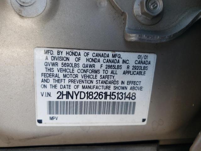 2HNYD18261H513148 - 2001 ACURA MDX GOLD photo 12