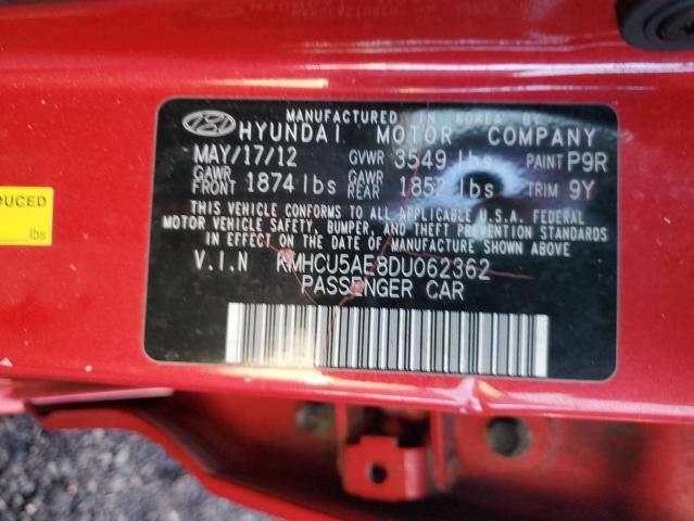 KMHCU5AE8DU062362 - 2013 HYUNDAI ACCENT GLS RED photo 12