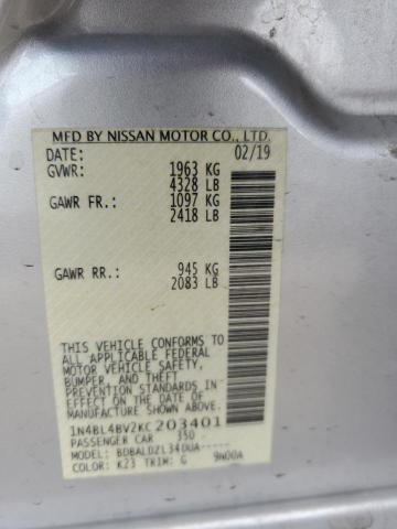 1N4BL4BV2KC203401 - 2019 NISSAN ALTIMA S SILVER photo 12