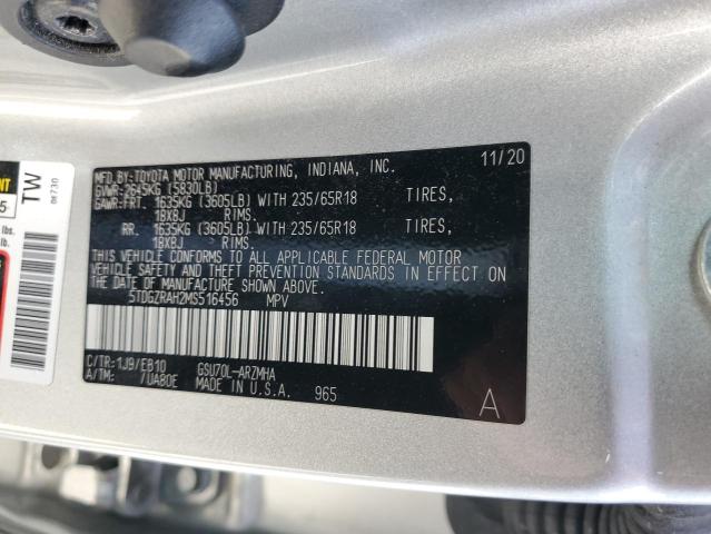 5TDGZRAH2MS516456 - 2021 TOYOTA HIGHLANDER XLE SILVER photo 13
