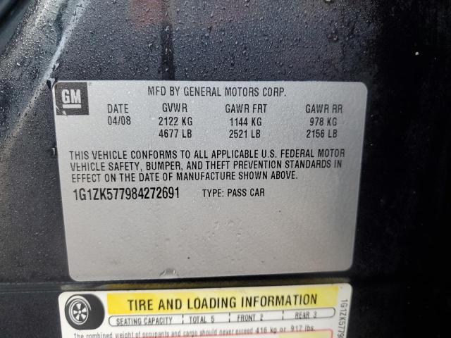 1G1ZK577984272691 - 2008 CHEVROLET MALIBU LTZ შავი ფოტო 13