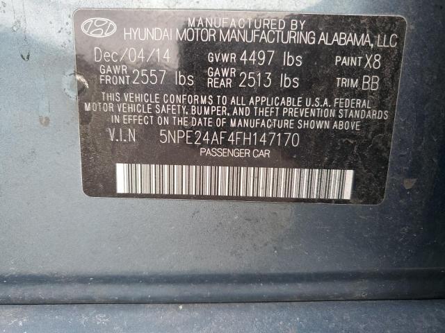 5NPE24AF4FH147170 - 2015 HYUNDAI SONATA SE BLUE photo 12