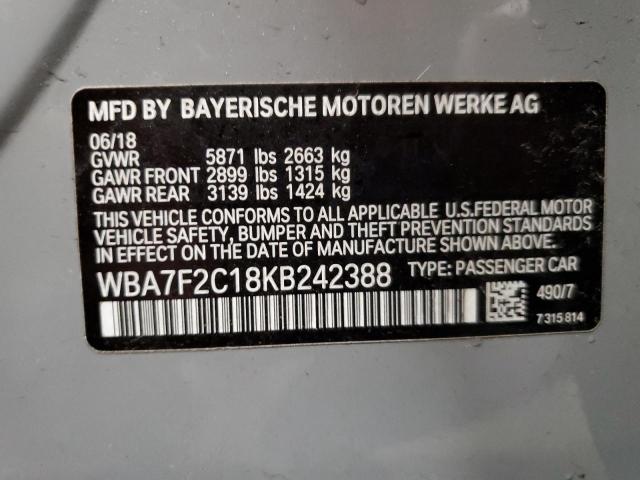 WBA7F2C18KB242388 - 2019 BMW ALPINA B7 GRAY photo 13