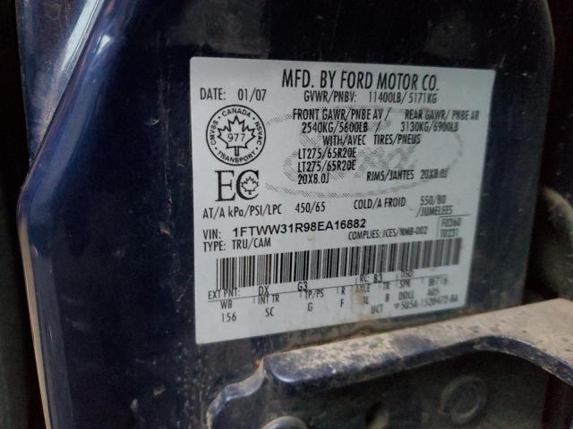 1FTWW31R98EA16882 - 2008 FORD F350 SRW SUPER DUTY BLUE photo 12