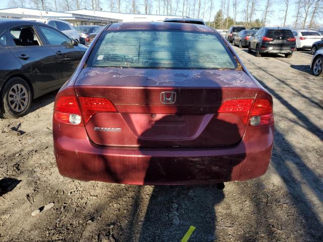 2HGFA16518H535931 - 2008 HONDA CIVIC LX MAROON photo 6