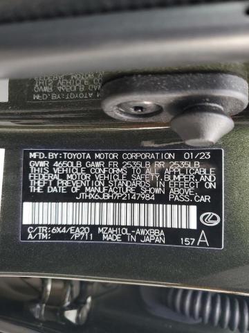 JTHX6JBH7P2147984 - 2023 LEXUS UX 250H BASE GREEN photo 12