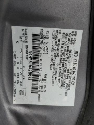 1FAFP56U96A230643 - 2006 FORD TAURUS SEL SILVER photo 13