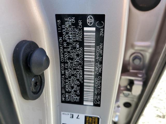 JTDKARFP1J3102356 - 2018 TOYOTA PRIUS PRIM Silber Foto 12