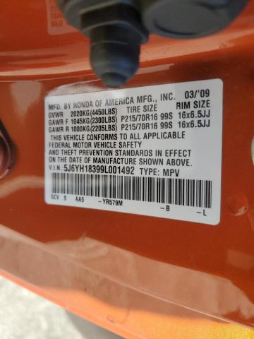 5J6YH18399L001492 - 2009 HONDA ELEMENT LX ORANGE photo 12