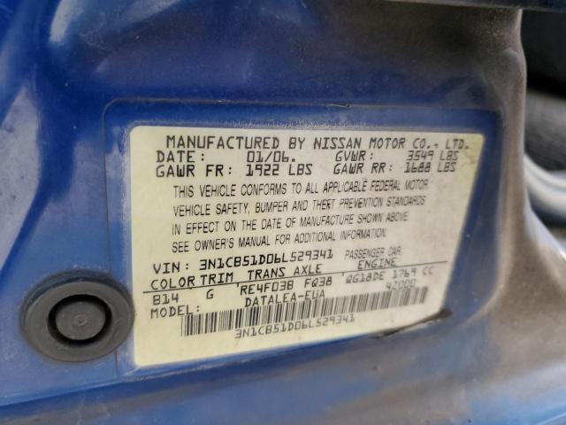 3N1CB51D06L529341 - 2006 NISSAN SENTRA 1.8 BLUE photo 13