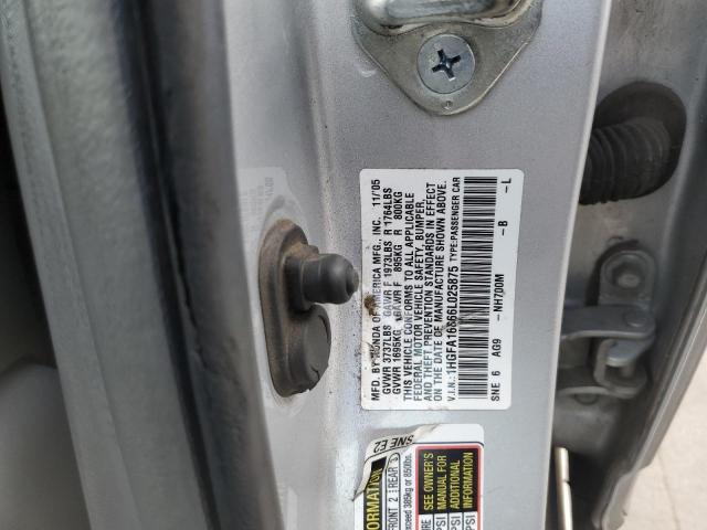 1HGFA16866L025875 - 2006 HONDA CIVIC EX SILVER photo 12