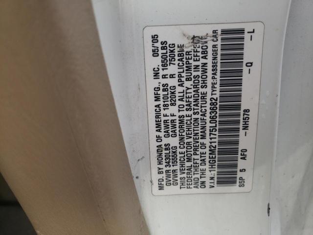 1HGEM21175L063682 - 2005 HONDA CIVIC DX VP Ağ foto 13