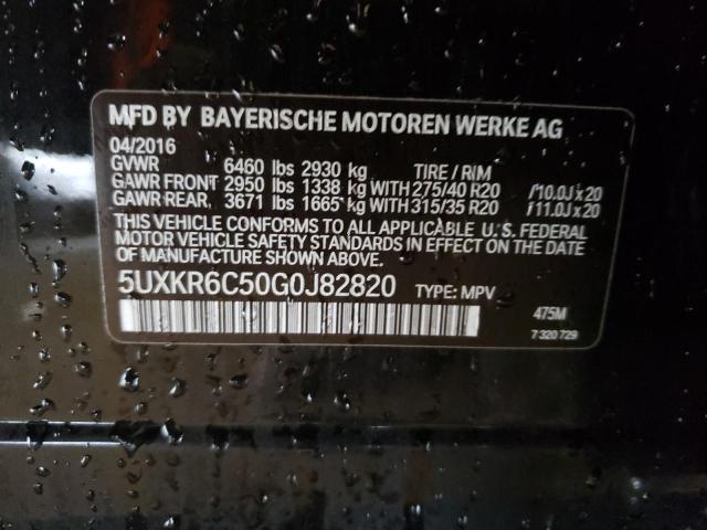 5UXKR6C50G0J82820 - 2016 BMW X5 XDRIVE50I BLACK photo 12