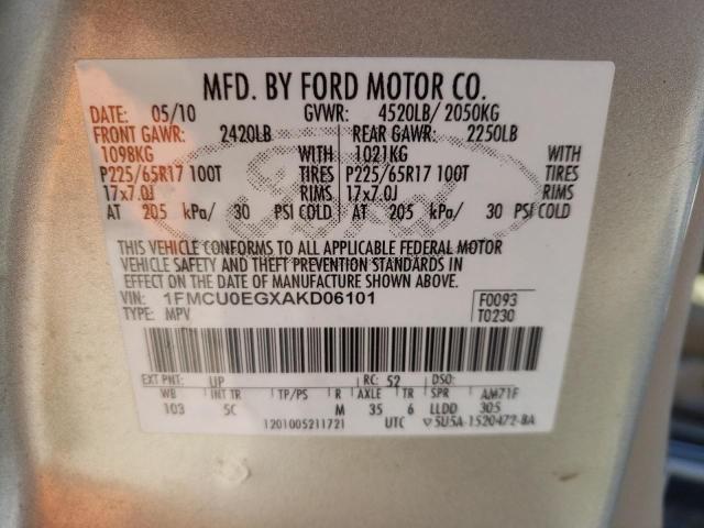 1FMCU0EGXAKD06101 - 2010 FORD ESCAPE LIMITED GOLD photo 13