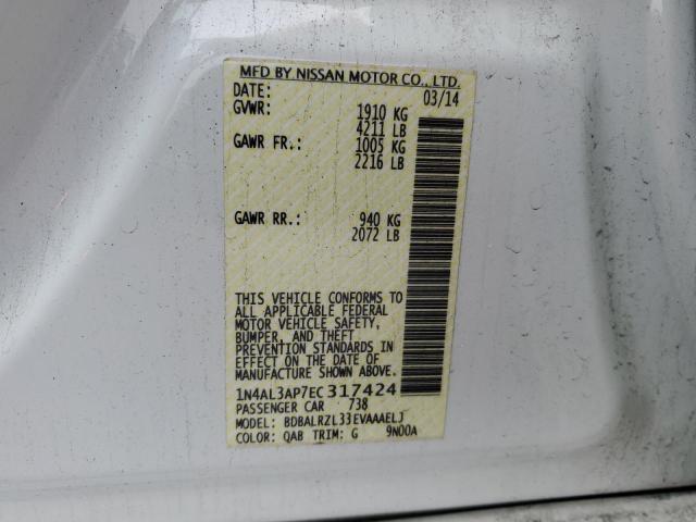 1N4AL3AP7EC317424 - 2014 NISSAN ALTIMA 2.5 WHITE photo 12