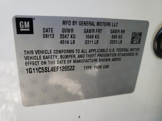 1G11C5SL4EF126522 - 2014 CHEVROLET MALIBU 1LT WHITE photo 12