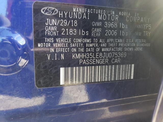 KMHH35LE8JU075369 - 2018 HYUNDAI ELANTRA GT BLUE photo 12