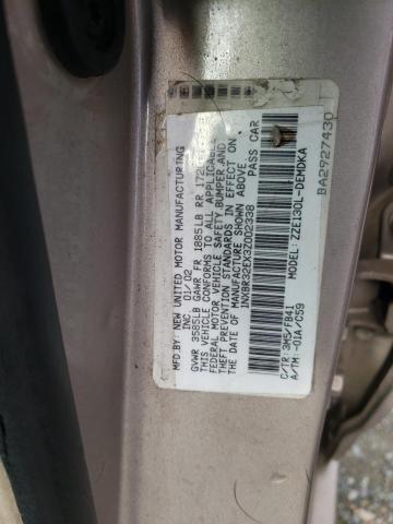 1NXBR32EX3Z002338 - 2003 TOYOTA COROLLA CE BEIGE photo 12