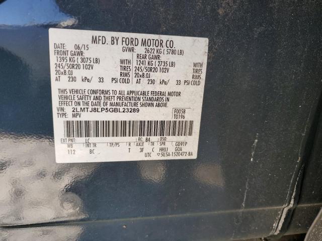 2LMTJ8LP5GBL23289 - 2016 LINCOLN MKX RESERVE 蓝色 照片 12