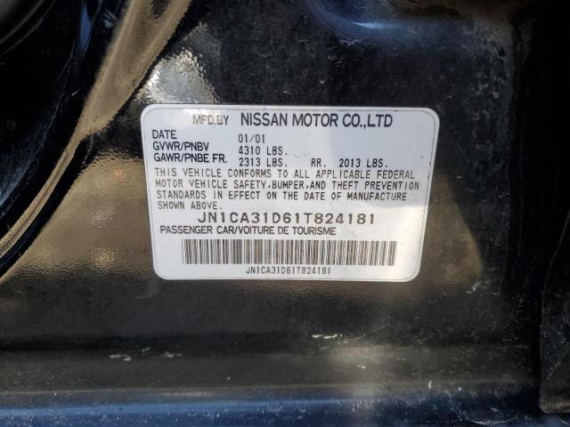 JN1CA31D61T824181 - 2001 NISSAN MAXIMA GXE BLACK photo 12